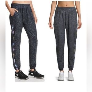Terez Jogger Pants Heathered Black Rebel Lounge Lightning Bolt Size Medium